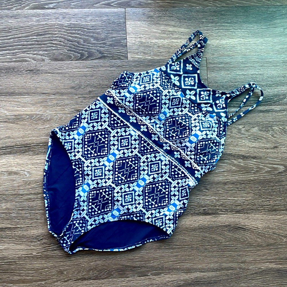 Tommy Bahama Navy and White Mosaic One-Piece Swimsuit